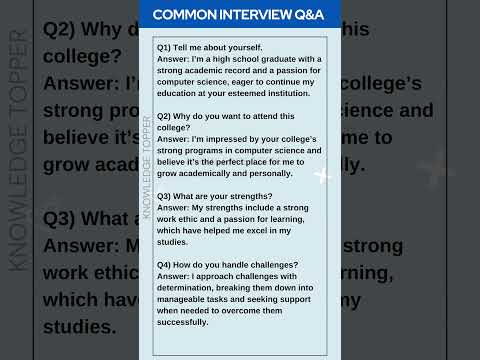 4 Most Common Interview Questions and Answers for College and University Admission