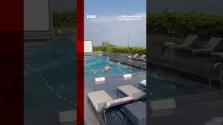 Rooftop pool seen shaking as 7.4 magnitude earthquake hits Taiwan. #Taiwan #BBCN