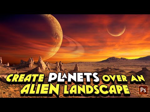 Photoshop: How to Add PLANETS to an Alien Landscape.