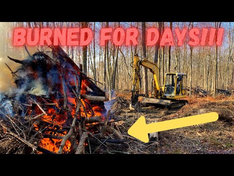 Loading BIG Brush Fires with an Excavator!!