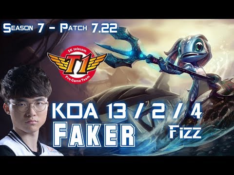 SKT T1 Faker FIZZ vs TALIYAH Mid - Patch 7.22 KR Ranked