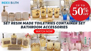 Put Bathroom Essentials In One Place Using Resin Made Toiletries Container Bathroom Accessories Set