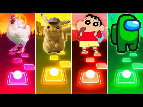 Chicken Song vs Pokemon Pikachu vs Shinchan vs Among Us PedroDJDaddy - Tiles Hop