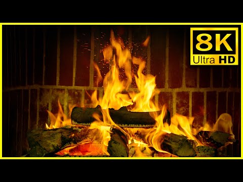 Cozy Crackling Fireplace 8K UHD 🔥 Burning Fireplace & Crackling Fire Sounds | Sleep, Relax or Study