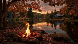 Cozy Autumn Campfire by the Misty Lake 🔥 Relaxing Forest Reflections for Calm & Sleep