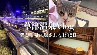【草津温泉Vlog】温泉と猫に癒された1泊2日の草津旅行|湯畑|中村屋旅館