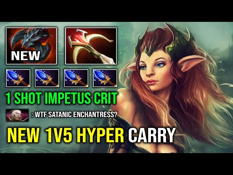 NEW OP MID HERO 13Min Scepter Enchantress 1v5 Neutral Army with Satanic Crit Impetus Dota 2