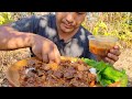 eating spicy mutton liver and meat gravy || kents vlog.