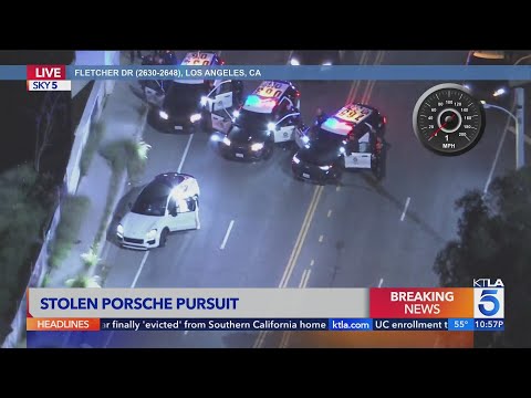 LAPD officers chase driver in stolen Porsche