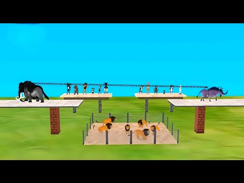 Woolly Mammoth Vs Big Bull - Tug of War Animal Revolt Battle Simulator Primates vs Mammals