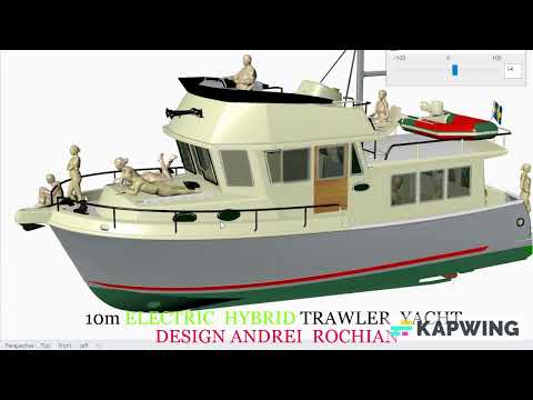 10 m  trawler motor  yacht   hybrid electric  propulsion   concept  Design Andrei  Rochian