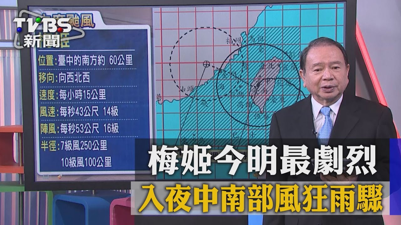 【梅姬今明最劇烈 入夜中南部風狂雨驟】