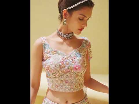 Rose gold Organza fabric Sequins work Semi-Stitched Lehenga choli & Dupatta