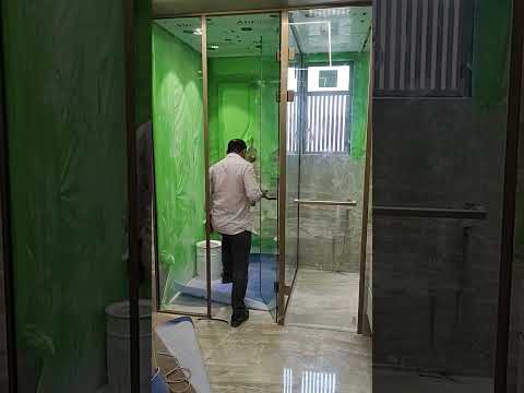 #slim profile partition with full glass door #16*45 profile partition #bathroom shower cubicle