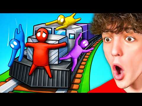 4 IDIOTS on 1 TRAIN.. (Gang Beasts)