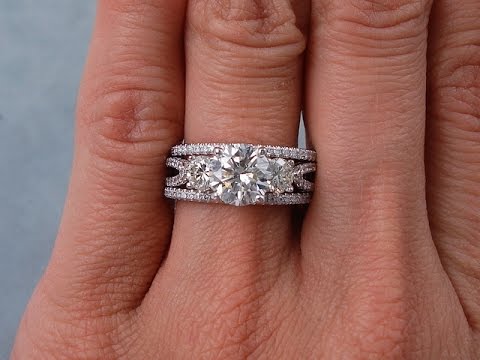 2.30 ctw Round Cut Diamond Engagement Ring and Wedding Band Set H VS2 - BigDiamondsUSA