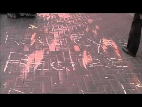 REAL EYES - REALIZE -  WHAT? - CHALKING - MILLION MASK MARCH SAN FRANCISCO 11-5-13