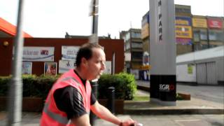 Ben's ride arrives on the Uxbridge Road on the return from the Sky Ride