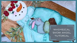 Snow Angel Painting | Christmas Folk Art DIY #christmas2025