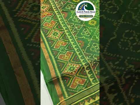 Green Selari Border Chandabhat Motifs Single Ikat Patola Saree 6 Ply Silk