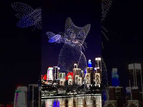 Every Saturday night 5000 drones performance in Chongqing China.