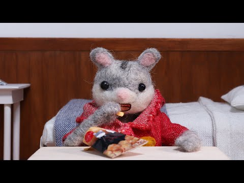 Stop Motion | Wool Needle felting | Ham Ham and Rabby | EP10: Potato Chips