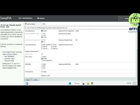 Network+ 10.4.4 Lab Disable SwitchPorts | GUI TestOut