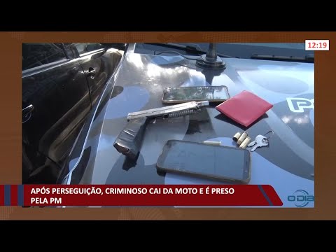 ApoÌs perseguicão, criminoso cai da moto e eÌ preso pela PM 26 10 2021