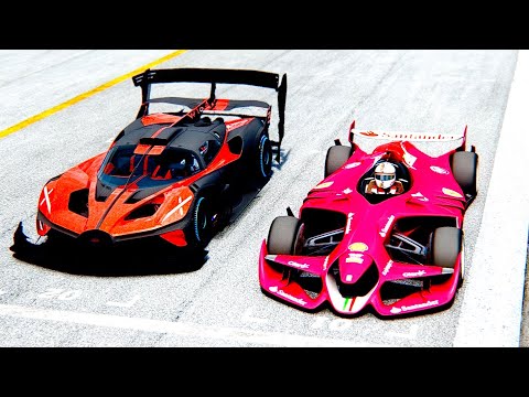 Bugatti Bolide GTR Concept vs Ferrari F1 Concept 2025 at Drag Race 20 KM