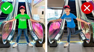 Jason and Alex Escalator Mall Adventure: Safety Learning for Kids