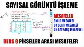 9| Piksel Uzaklığı (d4,d8,dm mesafeleri)| Sayısal Görüntü İşleme Image