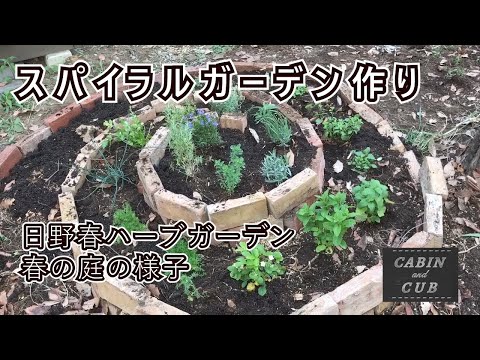 aménagement jardin -spirale-herbes-aromatiques-brique-rouge-thym-fraises-légumes