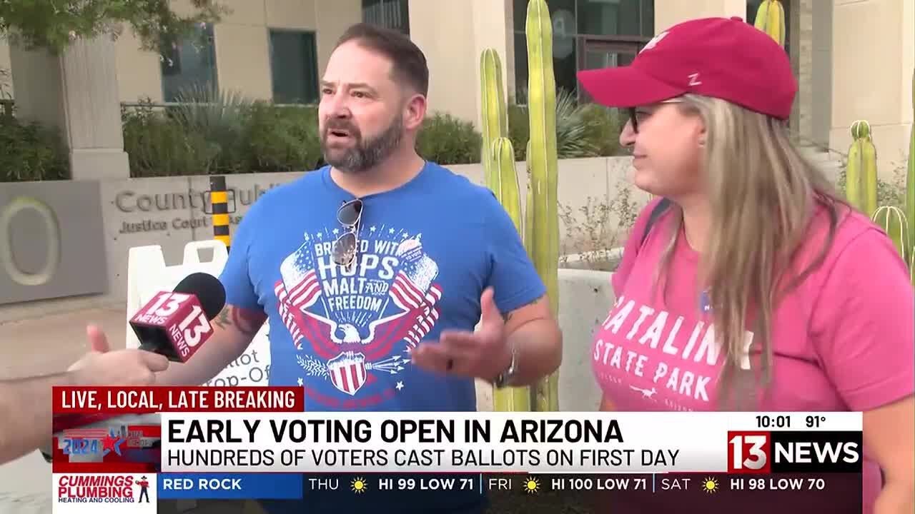 Hundreds flock to polls as early voting begins in Arizona