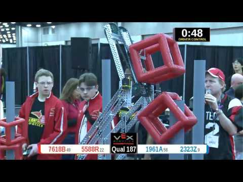 2015 VRC Engr Q187 - 7618B 5588R vs 1961A 2323Z - 60 to 57 - VEX Worlds 2015 - Engineering Division