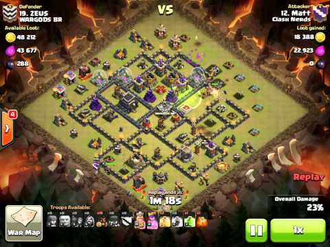 [Clash Nerds Vs  WARGODS BR] TH9 2 Golem Spread GoHo