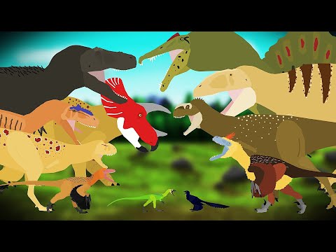 DINOSAUR FIGHT ANIMATION 2D, COMPILATION !! Pivot Animator