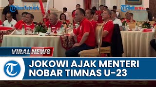 Momen Jokowi Ajak Para Menteri hingga Relawan Nobar Timnas U-23 Indonesia vs Uzbekistan di Istana