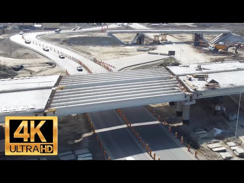 Autostrada A0. Nod Rutier DN6 Bragadiru. Lot 2, Situatie Lucrari 12.03.2023. 4K Drone Video