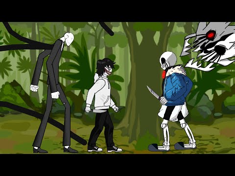 Killer!Sans vs Jeff The Killer, Slender Man. Undertale Animation. Drawing Cartoon 2.