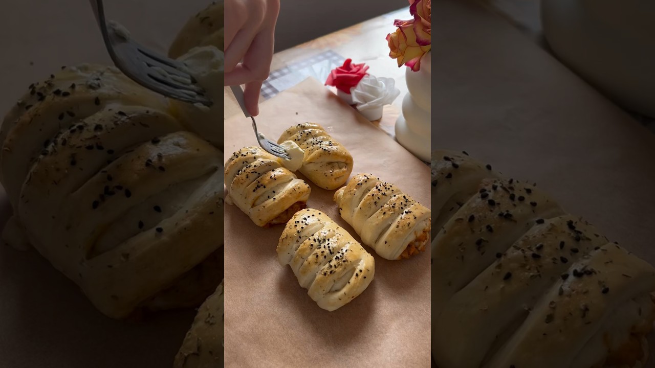 Cheesy Chicken Bread Rolls! Snack like a pro!#shorts #cooking #food #fyp #youtubeshorts #viral #asmr