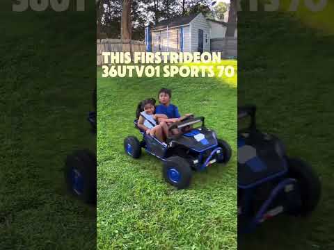 2 kids are riding 36V UTV