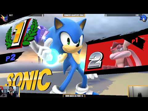 Super WBB #115 | Matt (Greninja) vs 6WX (Sonic) - Winners Quarters Finals - Smash 4