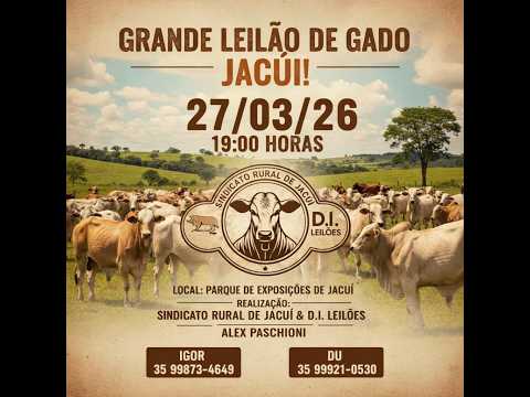 LEILÃO DE GADO SINDICATO DE JACUÍ. MG