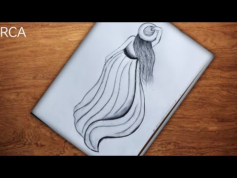 How to Draw a girl wearing hat - step by step l pencil sketch l Girl backside Drawing l