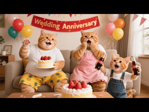 Ginger Kitten & Papa Cat Secretly Plan an Anniversary Party—Mama Cat Cries Tears of Joy 🐱💍