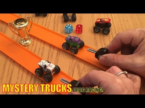 Hot Wheels Monster Jam Mystery Trucks - Mini Blind Bags! Tabletop Drag Racing!