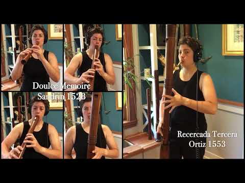 Recercada Terzra sopra Doulce Memoire - Sandrin and Ortiz - Played on recorder consort