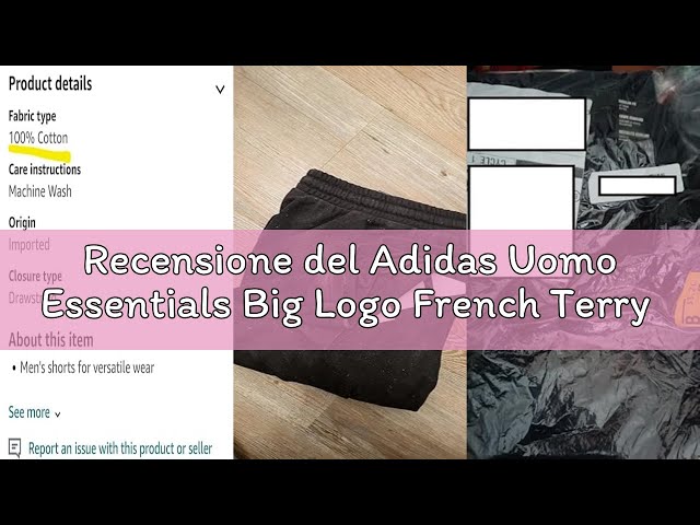 Vídeo relacionado con Adidas Uomo Essentials Big Logo French Terry Short, Medium Grey Heather/Black, L