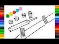 Cricket Drawing Kids Toddlers How To Draw Bat Ball And Stumps Step By Step Very Easy