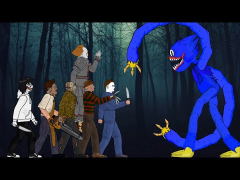 huggy wuggy poppy playtime vs jason, Michael, pennywise, leatherface, freedy, Jeff the killer [DC2]